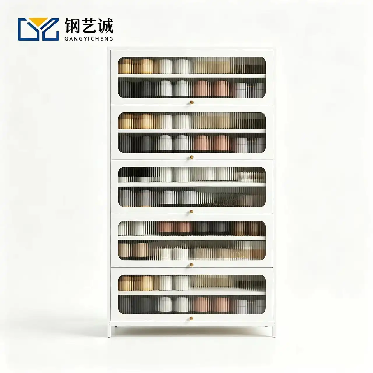 Five Door Square Panel Shoe Cabinet